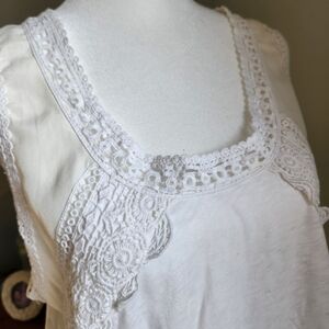 J Crew Lace Trim Cream Tank Top - L